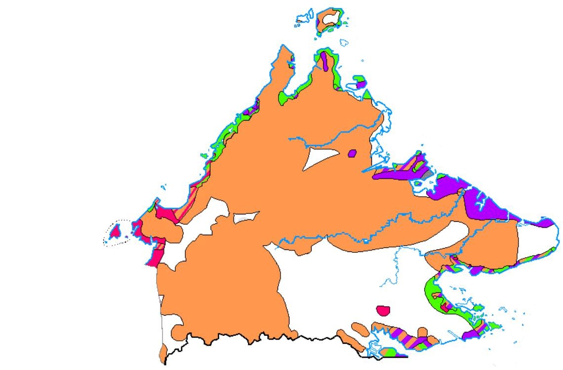 A map of Sabah depicting the dominant language groups